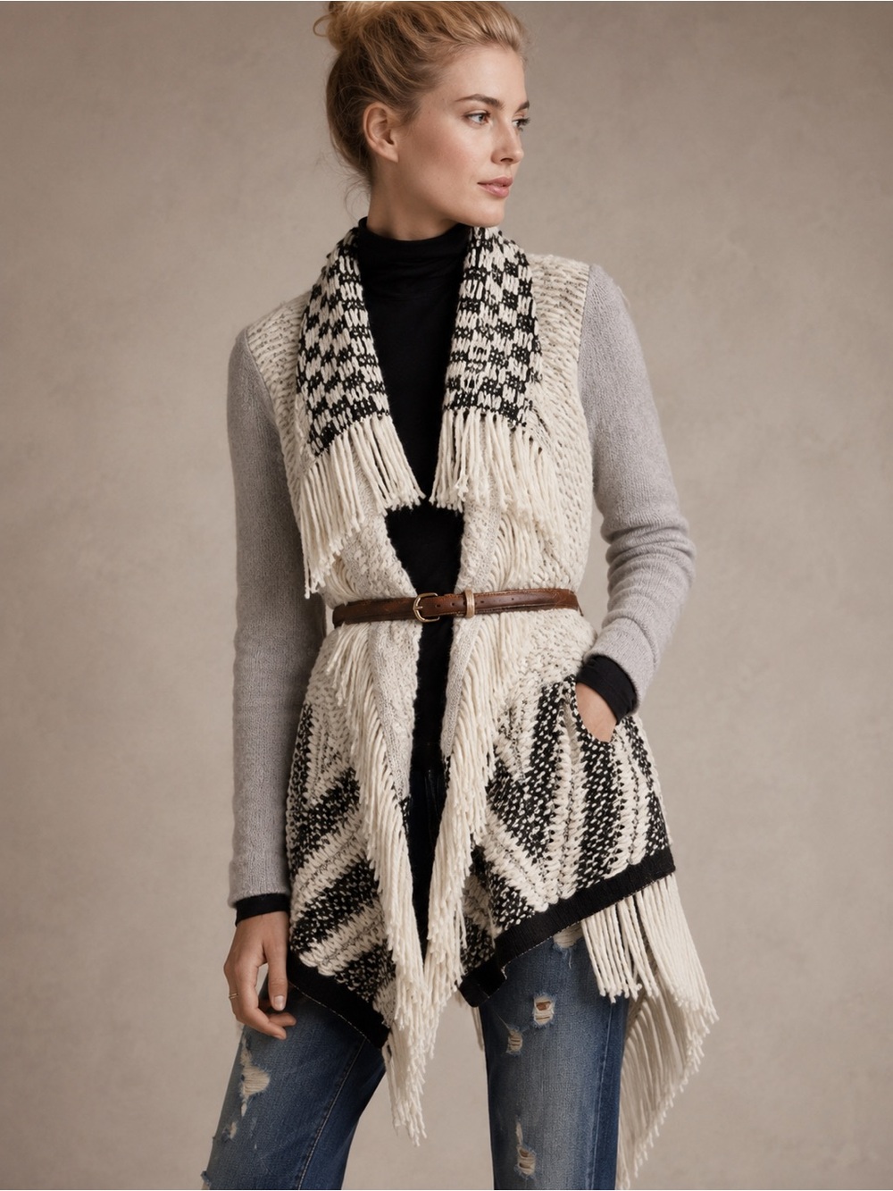 Anthropologie Moth Amba Fringed Cardigan M